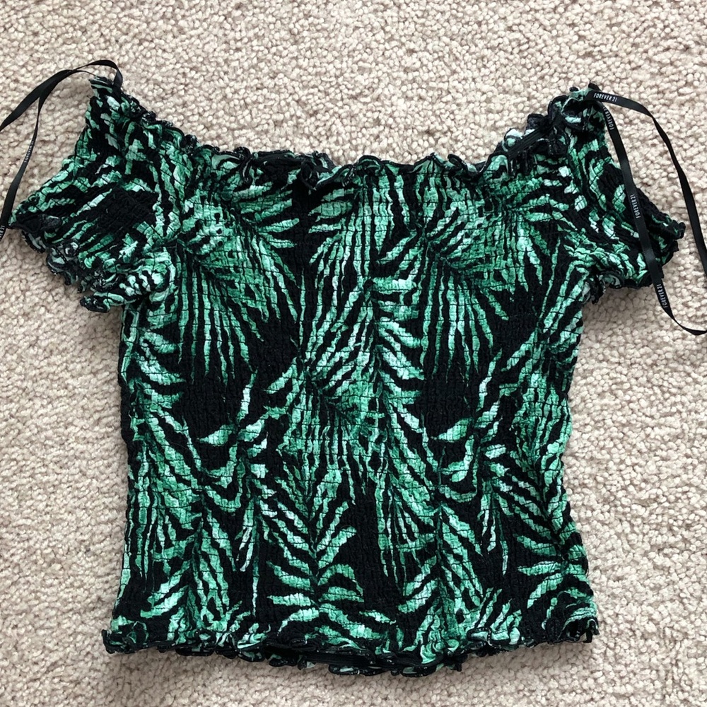 Forever 21 Leafy Off the Shoulder Top